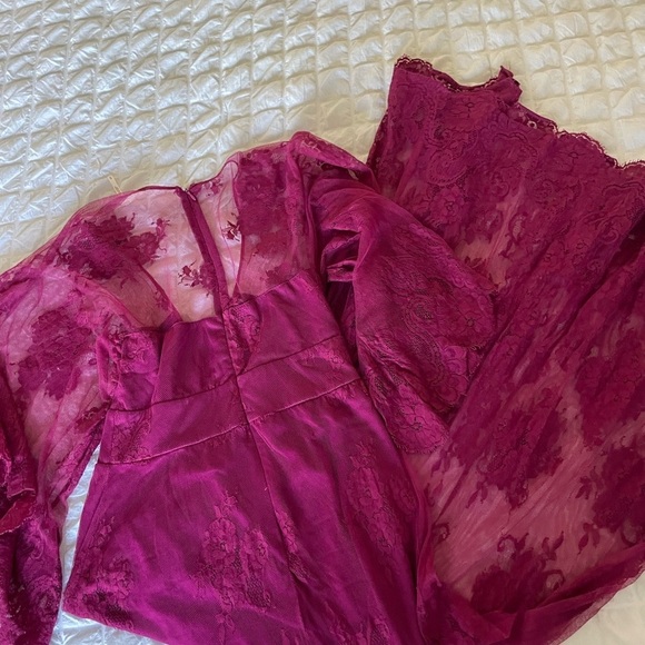 Jen’s Pirate Booty X Free People Magenta lace ethereal maxi dress - Picture 9 of 14
